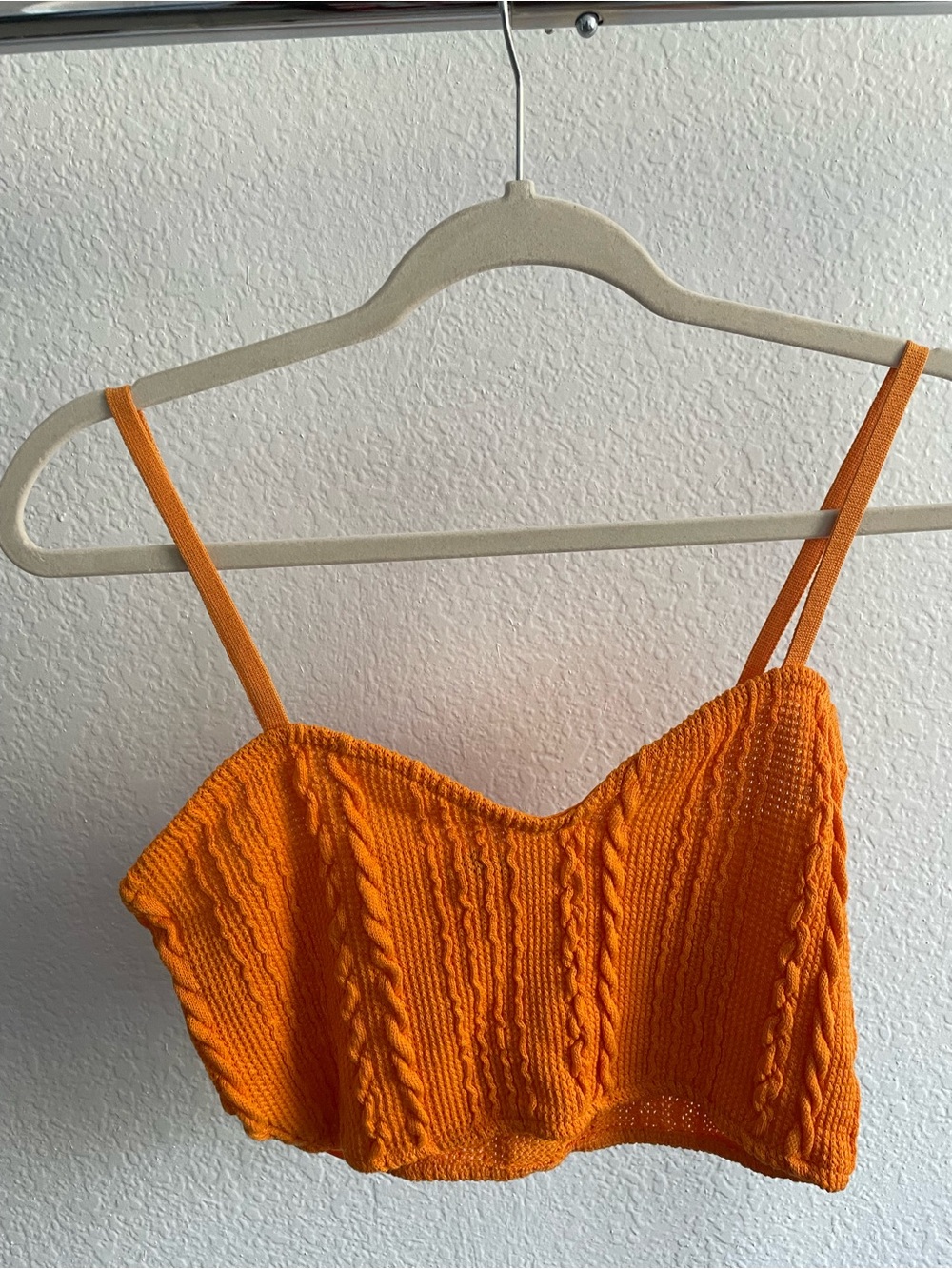 Zara Orange Cable Knit Crop Camisole